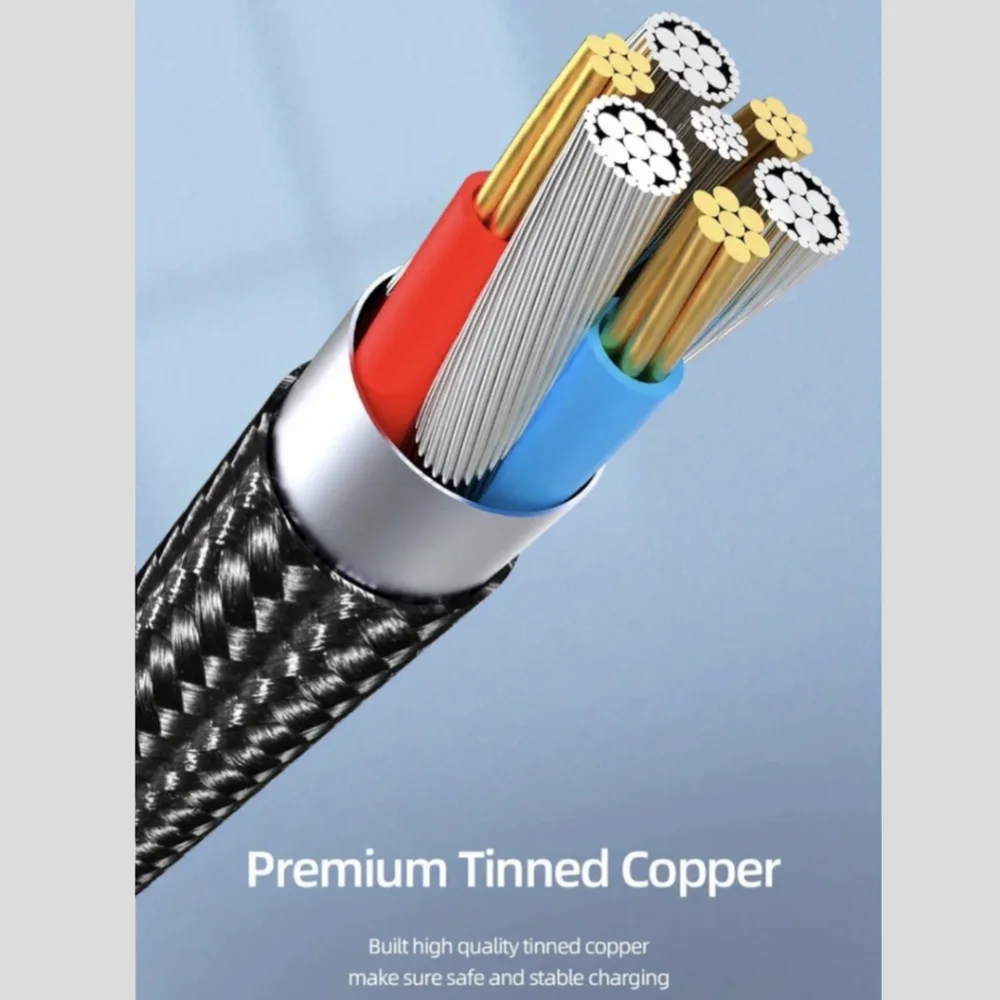 1x Black Magnetic Charging / Data Cable with 3x Charger Heads 540° Rotation